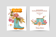 Wedding invitation.Flowers in a boot