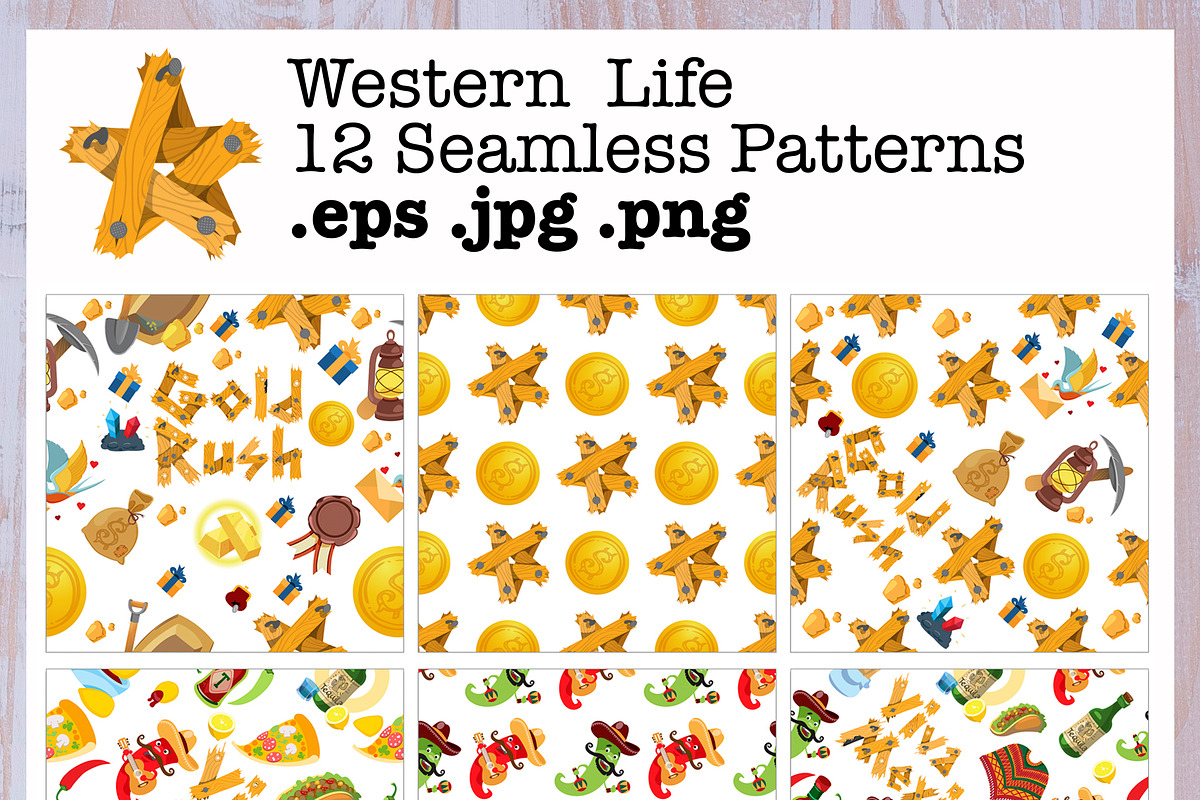 Western Life. 12 Seamless Patterns in Patterns - product preview 8