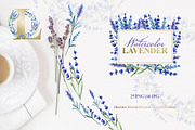 Watercolor lavender PNG JPG set