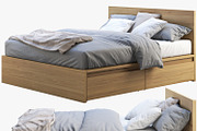 Double bed with storage boxes 3d