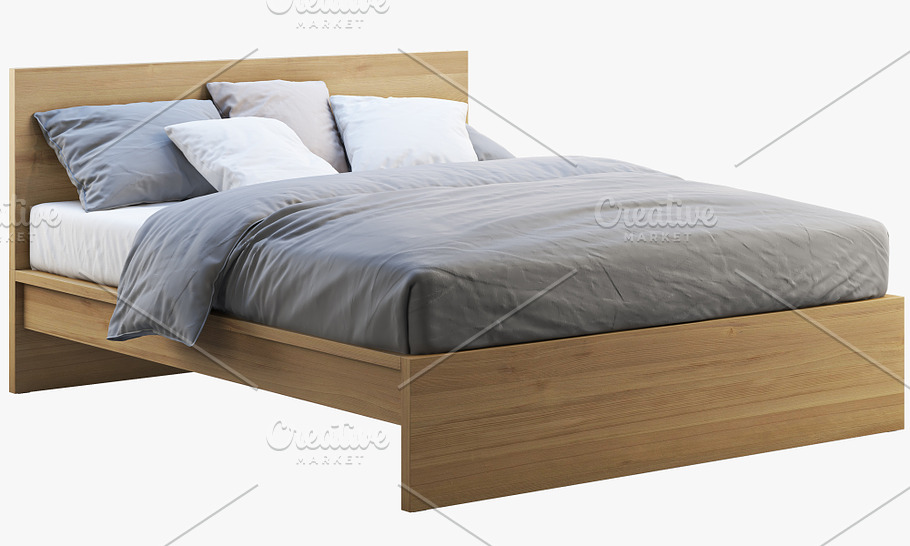 Double bed with storage boxes 3d in Furniture - product preview 4