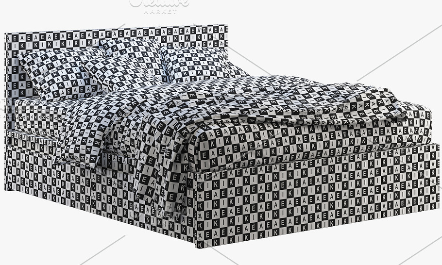 Double bed with storage boxes 3d in Furniture - product preview 10