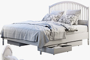 Double bed with headboard 3d model