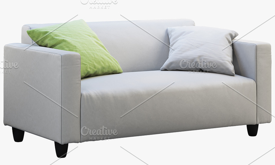 Two-seat leather sofa 3d model in Furniture - product preview 4