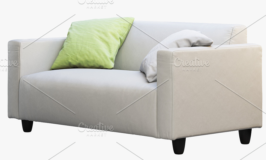 Two-seat leather sofa 3d model in Furniture - product preview 5