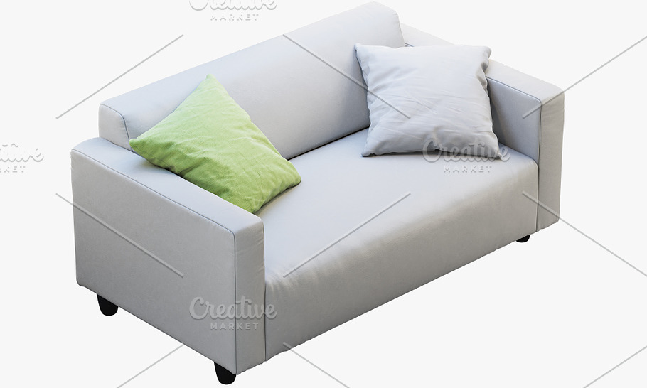 Two-seat leather sofa 3d model in Furniture - product preview 7