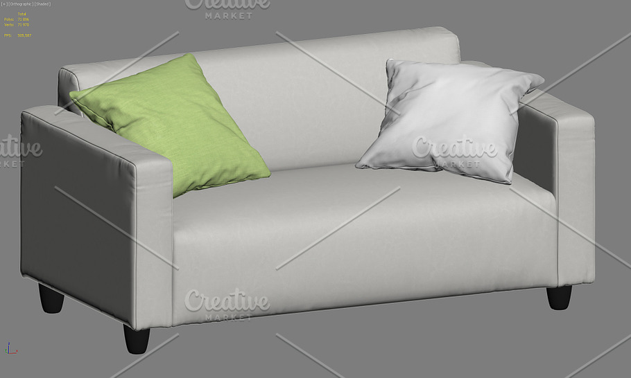 Two-seat leather sofa 3d model in Furniture - product preview 8