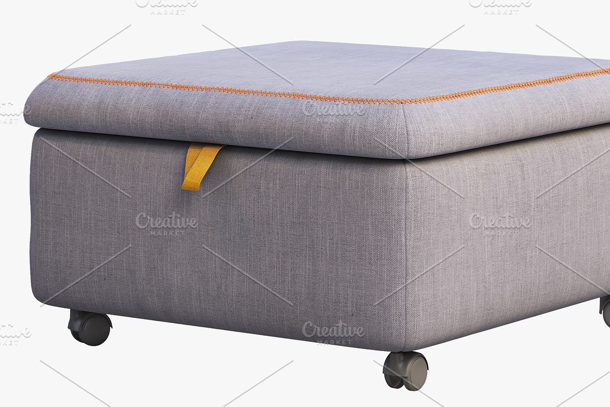 Storage seat section 3d model in Furniture - product preview 8