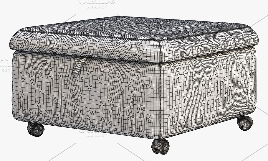 Storage seat section 3d model in Furniture - product preview 1