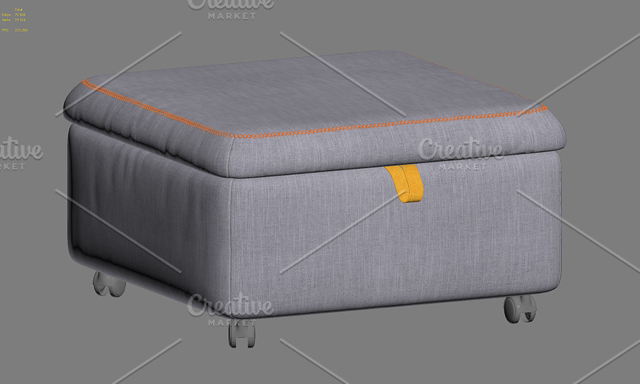 Storage seat section 3d model in Furniture - product preview 6