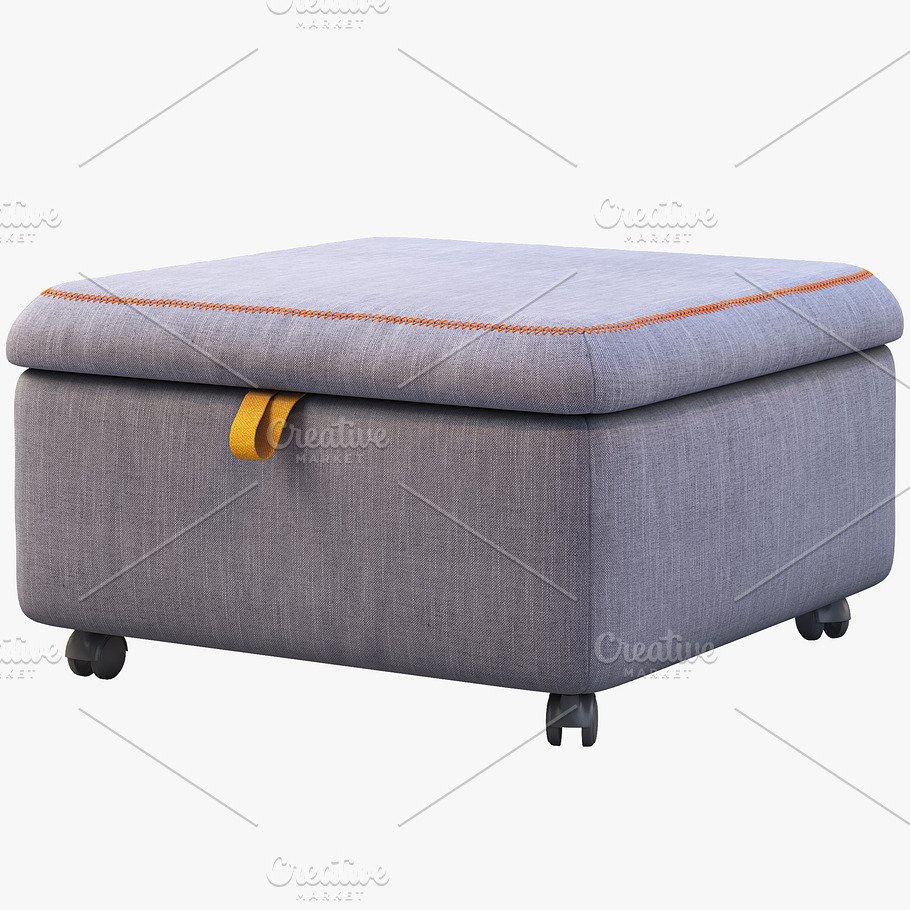 Storage seat section 3d model in Furniture - product preview 7