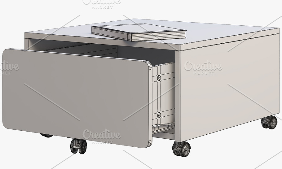 Storage box with casters 3d model in Furniture - product preview 8