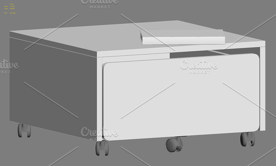 Storage box with casters 3d model in Furniture - product preview 10
