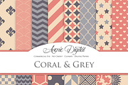 Coral and Grey Digital Paper