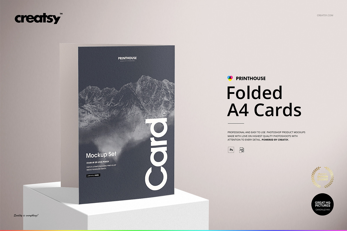 Folded A4 Cards Mockup Set in Product Mockups - product preview 8