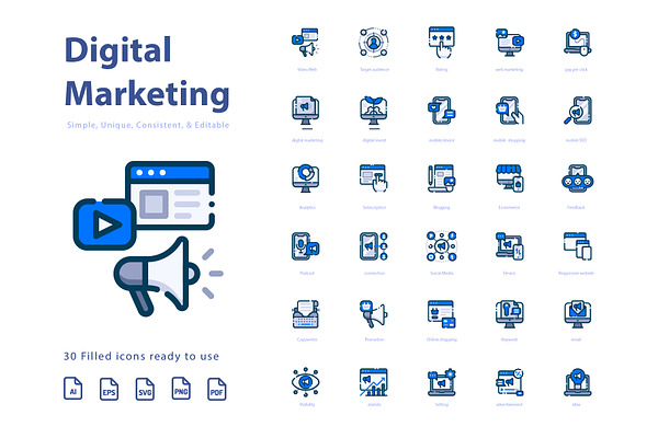 Digital Marketing Filled Icons