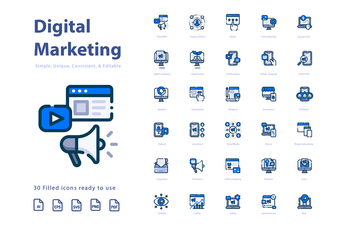 Digital Marketing Filled Icons in Marketing Icons - product preview 8