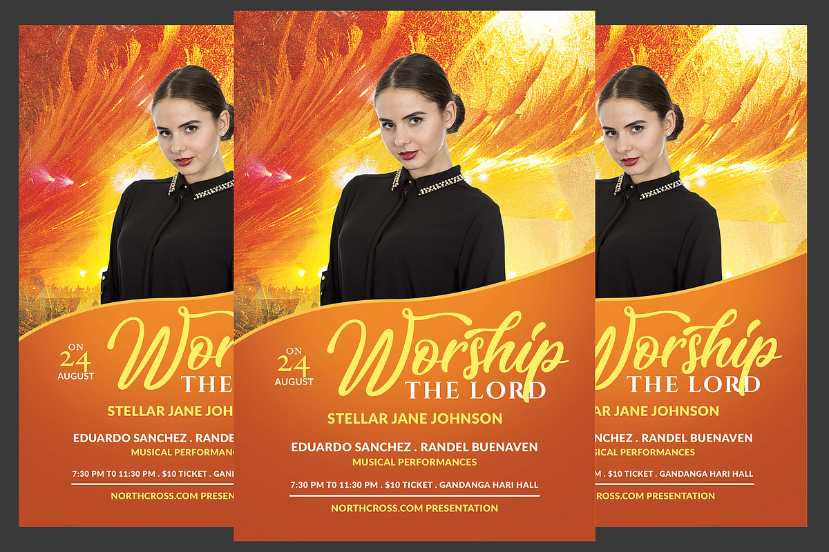 Worship the Lord Church Flyer in Flyer Templates - product preview 8