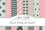 Old Pink and Navy Digital Paper