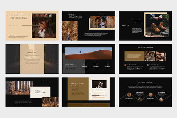 Yokea : Brown Lookbook Powerpoint in PowerPoint Templates - product preview 1