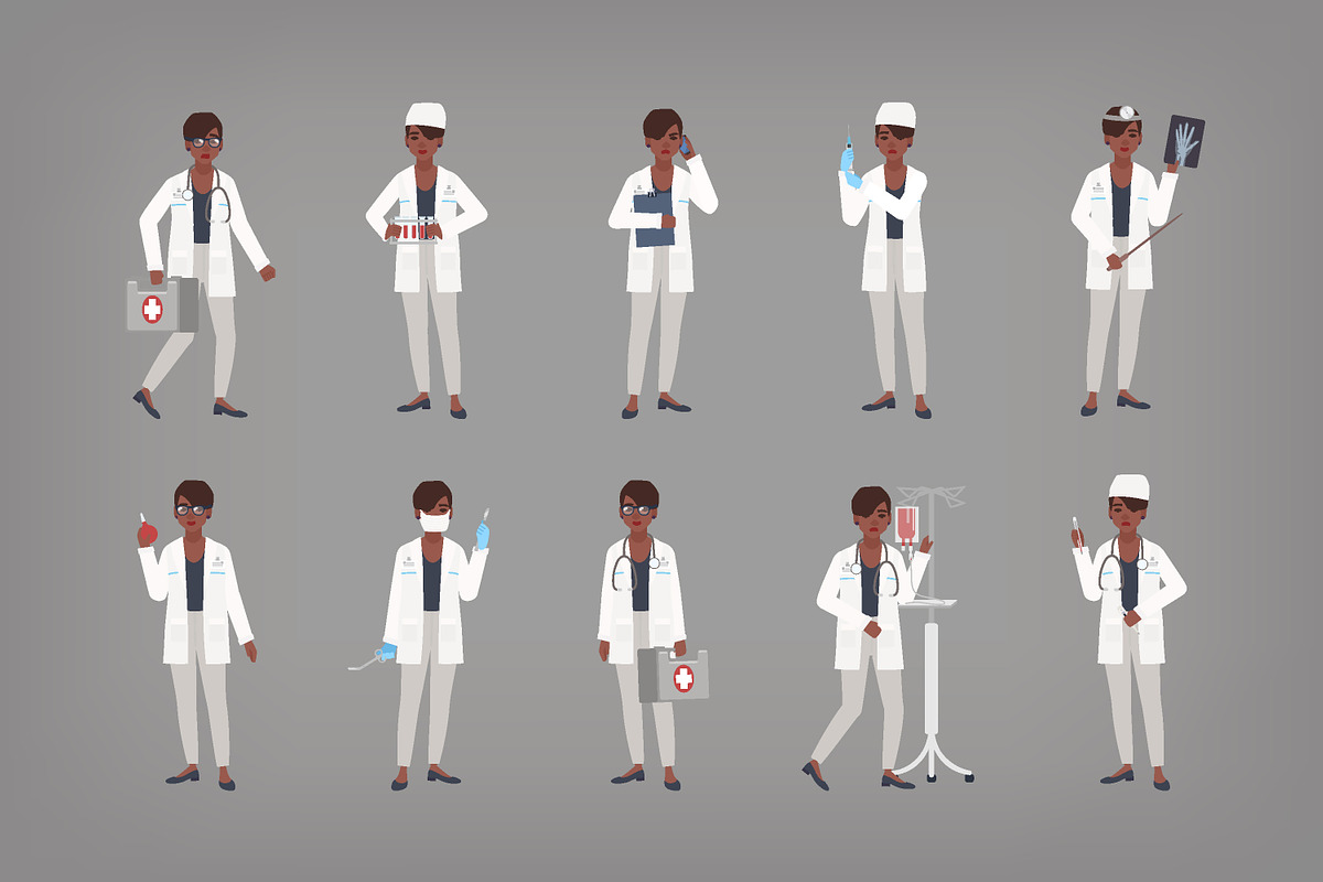 Female doctor set in Illustrations - product preview 8
