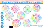 9 Vector Unique Mandalas + 4 Bonus