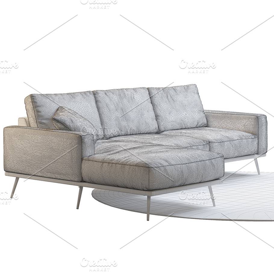 Carlton three-seat sofas 3d model in Furniture - product preview 6