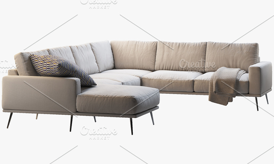 Carlton corner sofa 3d model in Furniture - product preview 3