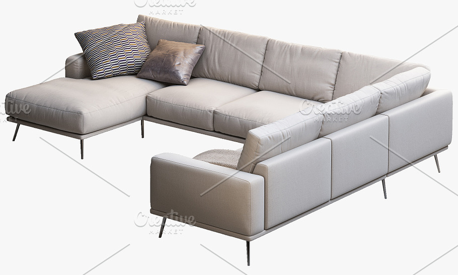 Carlton corner sofa 3d model in Furniture - product preview 4