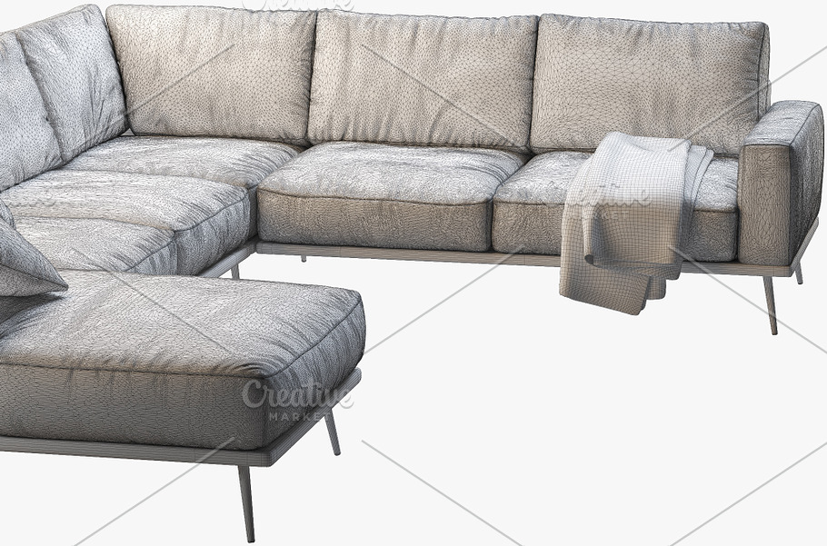 Carlton corner sofa 3d model in Furniture - product preview 6