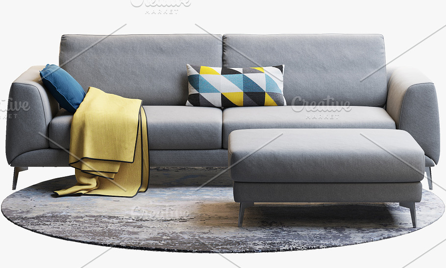 Fargo sofa with rug 3d model in Furniture - product preview 1