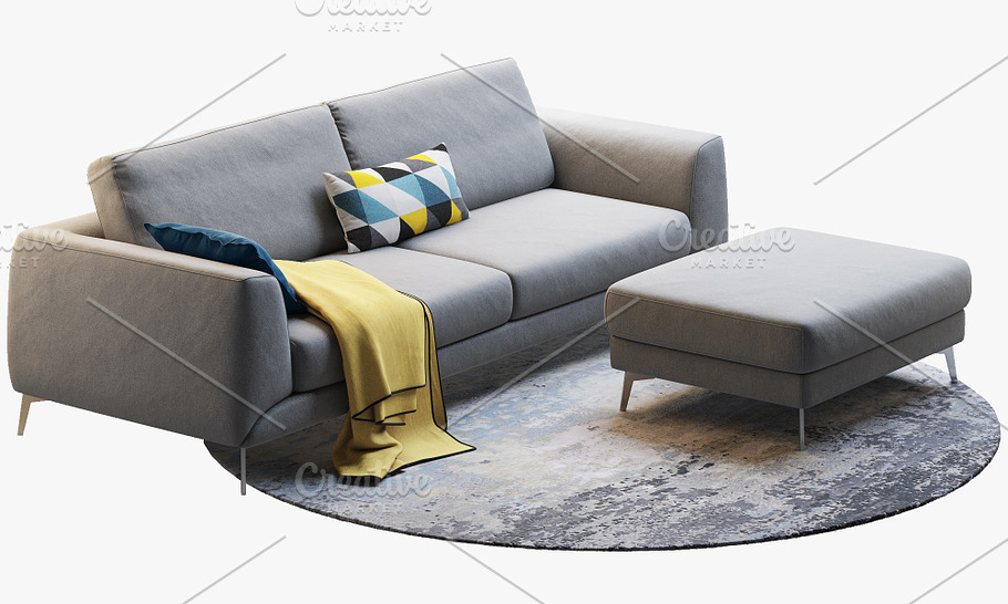 Fargo sofa with rug 3d model in Furniture - product preview 3