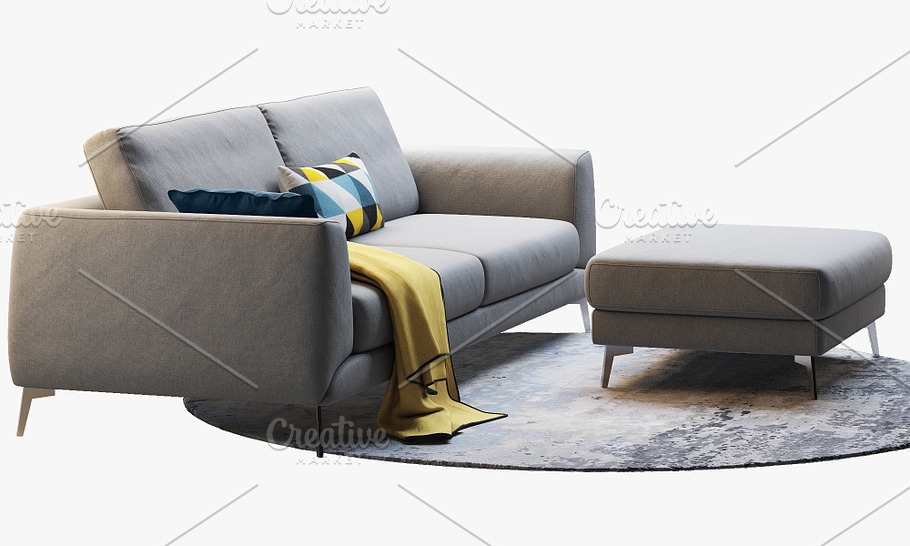Fargo sofa with rug 3d model in Furniture - product preview 4