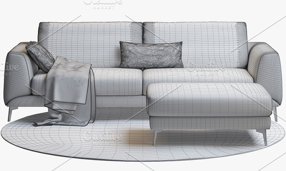 Fargo sofa with rug 3d model in Furniture - product preview 5