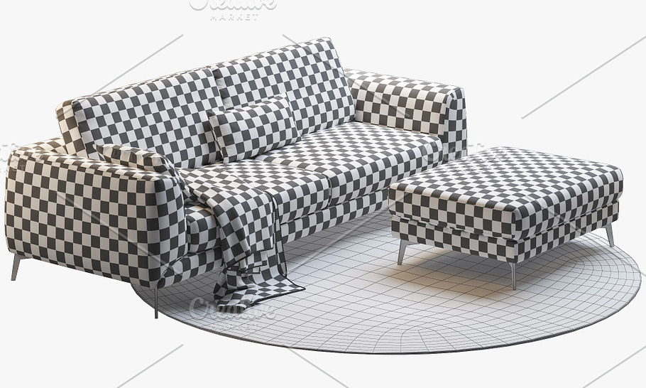 Fargo sofa with rug 3d model in Furniture - product preview 6