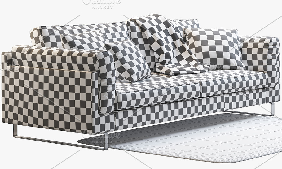 Indivi 2 three-seat sofa 3d model in Furniture - product preview 3