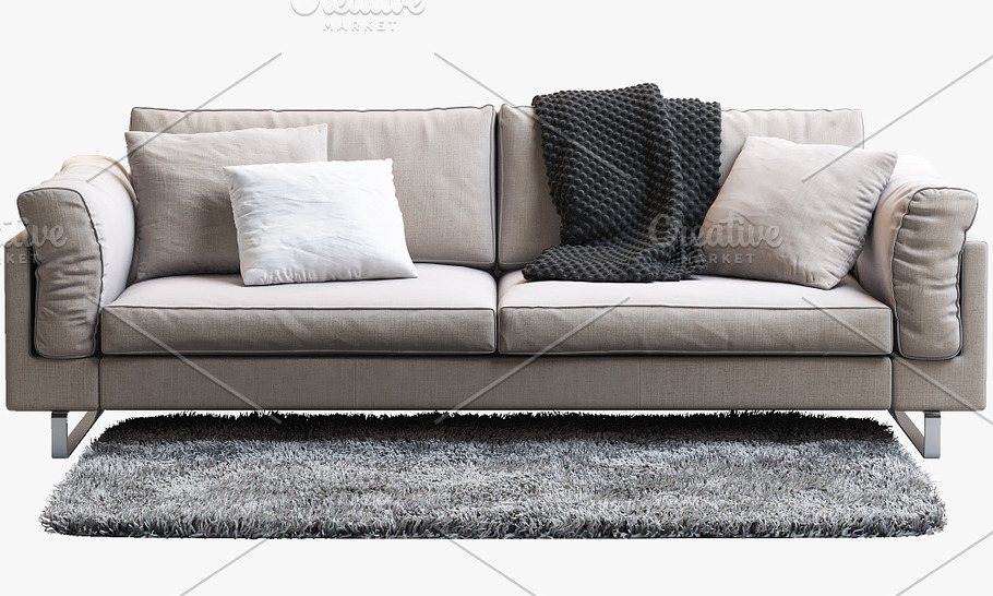 Indivi 2 three-seat sofa 3d model in Furniture - product preview 4