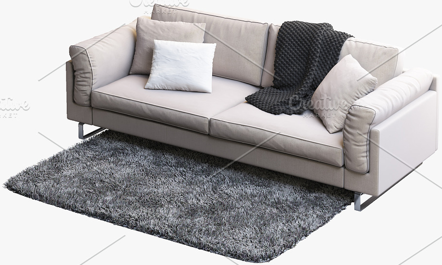 Indivi 2 three-seat sofa 3d model in Furniture - product preview 6
