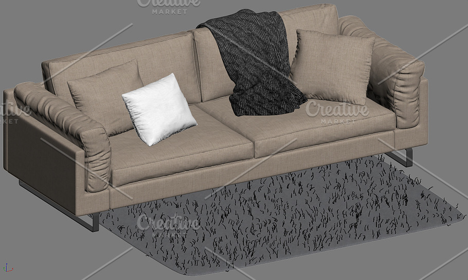 Indivi 2 three-seat sofa 3d model in Furniture - product preview 7