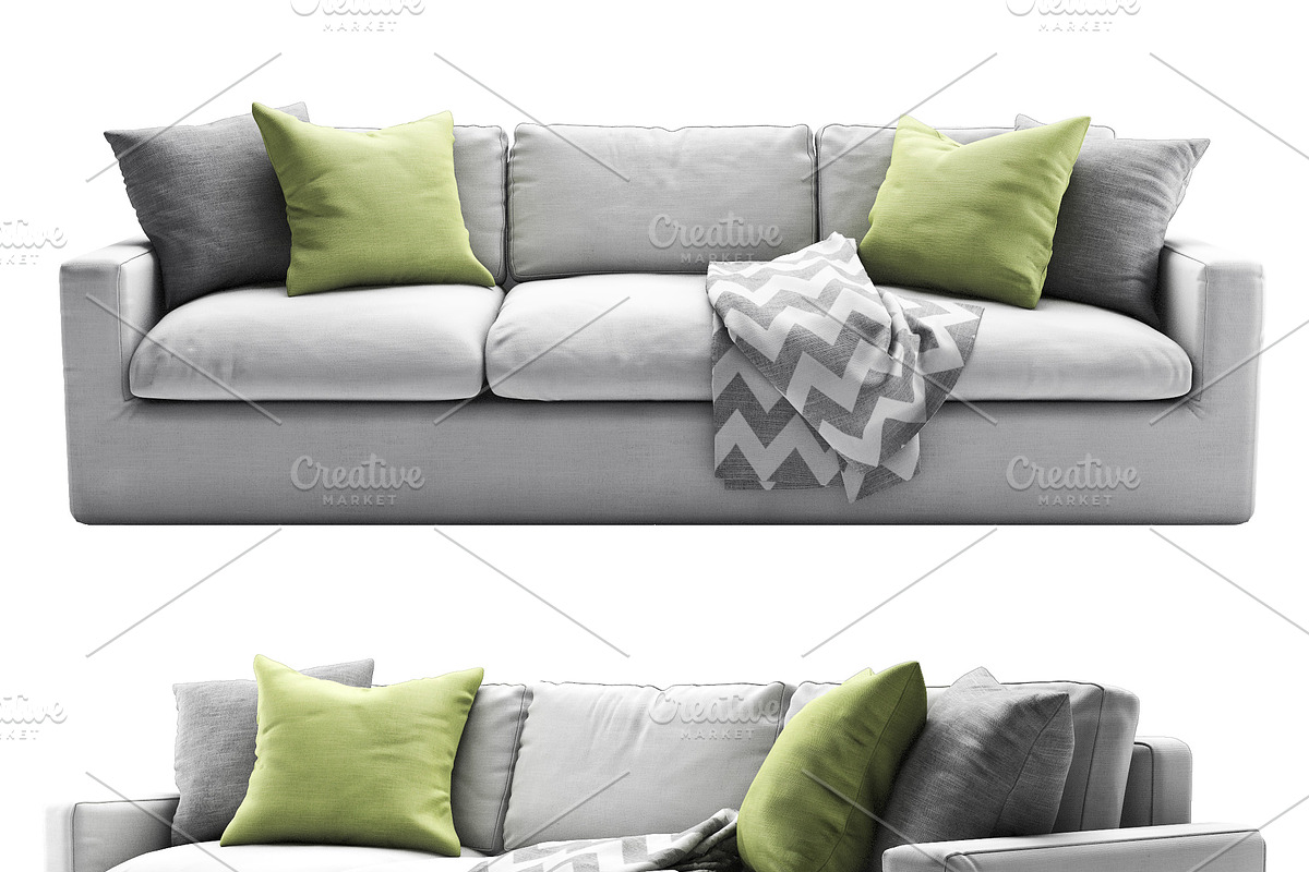 Vogue three-seat sofa 3d model in Furniture - product preview 8