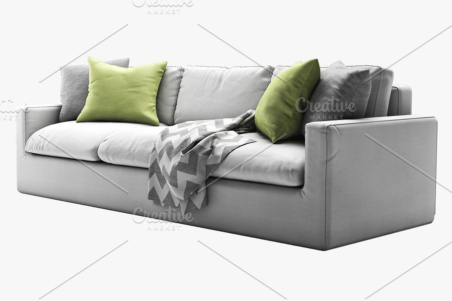 Vogue three-seat sofa 3d model in Furniture - product preview 1