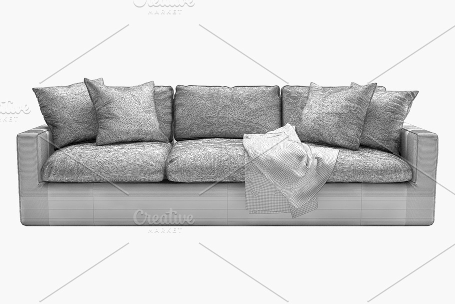 Vogue three-seat sofa 3d model in Furniture - product preview 6