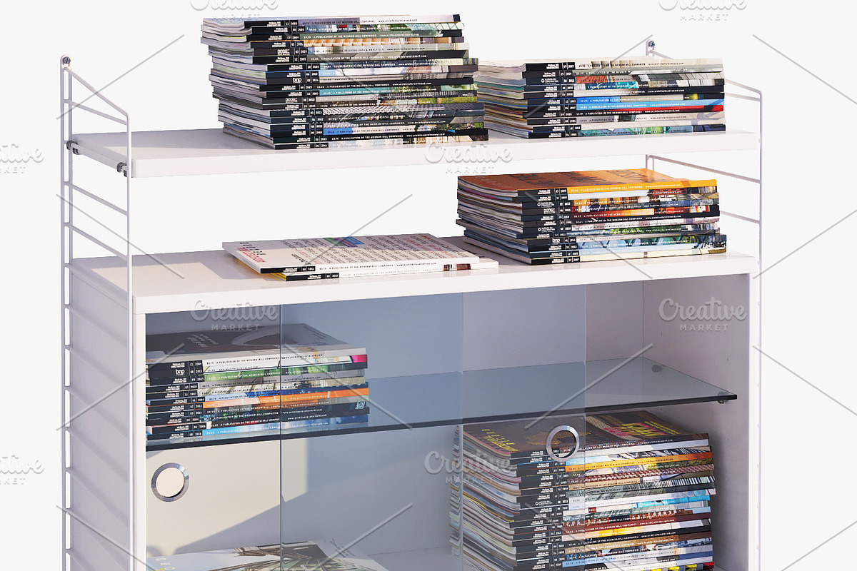 Bookshelf and journals x113 3d model in Furniture - product preview 8