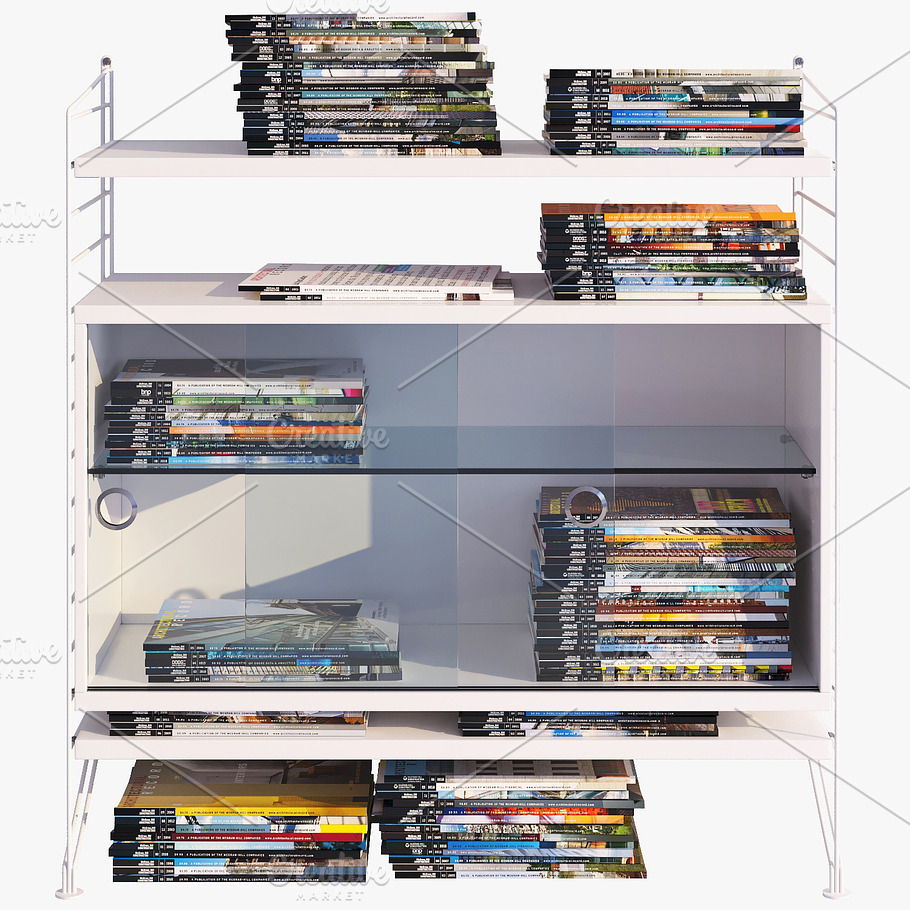 Bookshelf and journals x113 3d model in Furniture - product preview 1