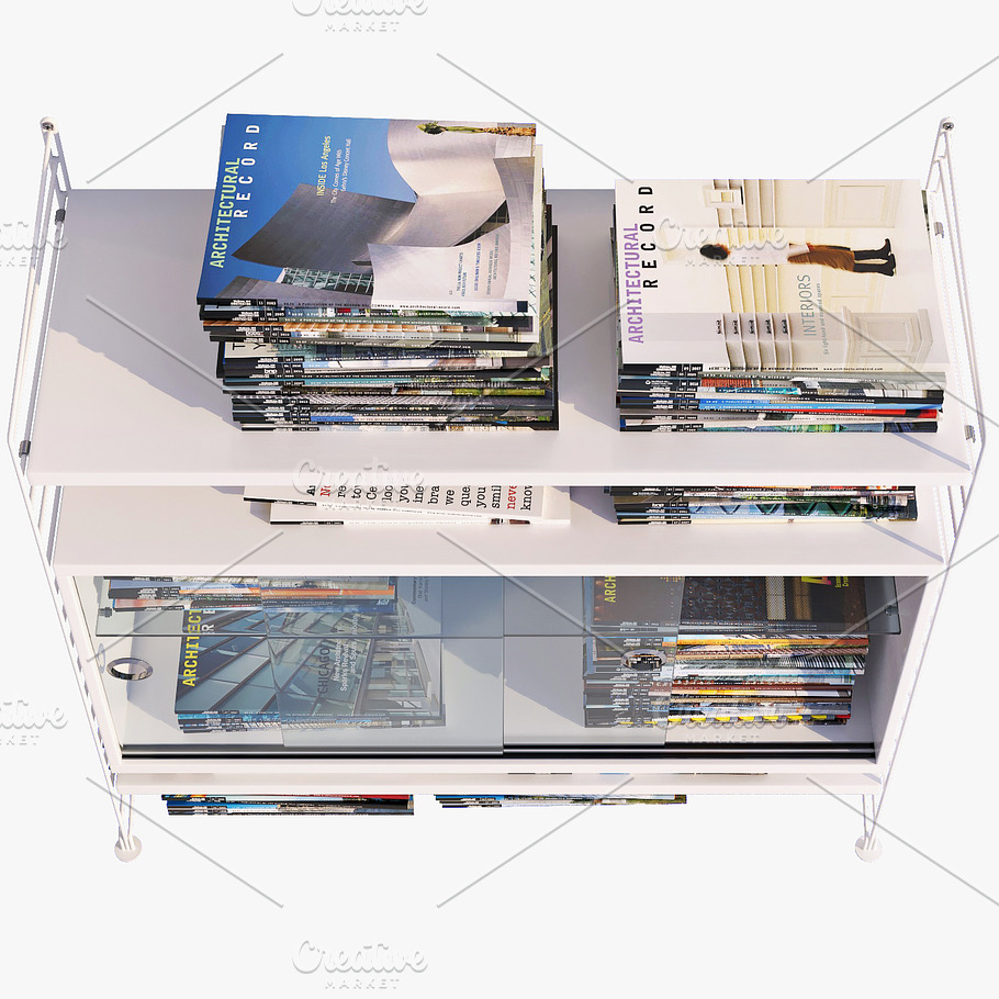 Bookshelf and journals x113 3d model in Furniture - product preview 2