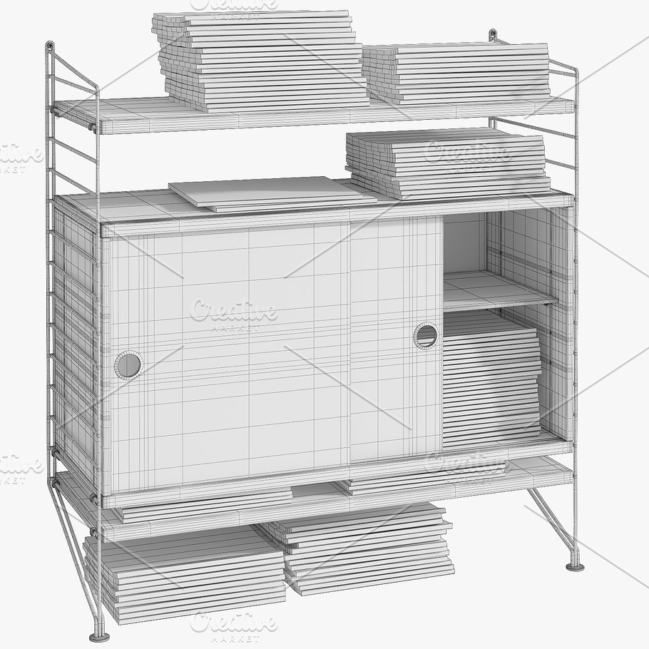 Bookshelf and journals x113 3d model in Furniture - product preview 4