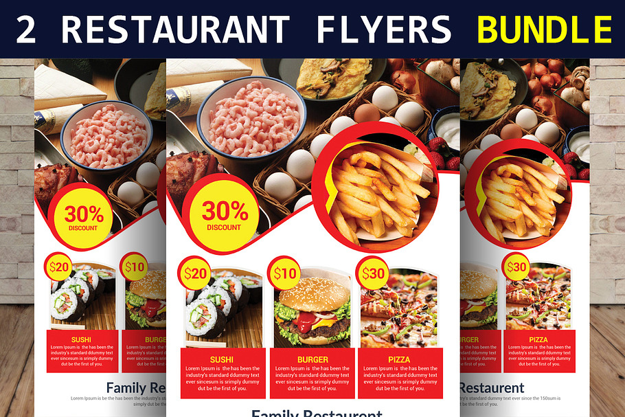 2 Restaurant Flyers Bundle in Flyer Templates - product preview 8