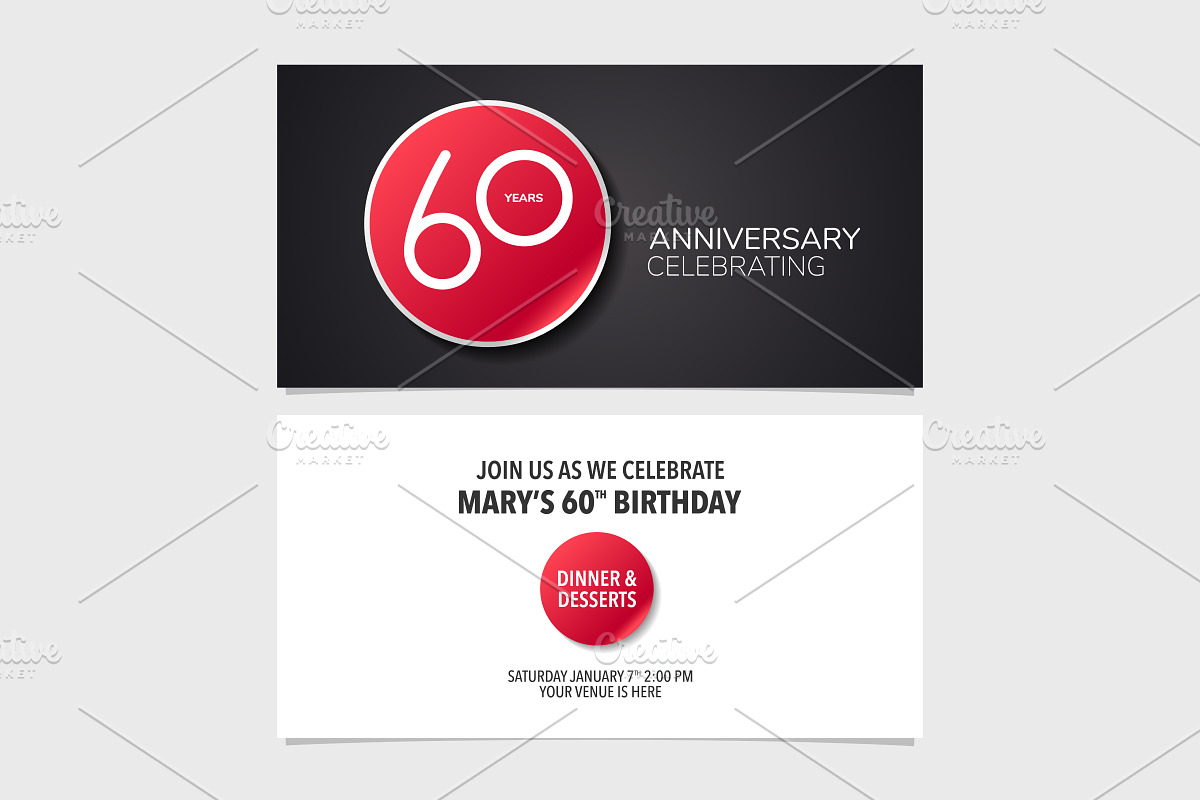 60th anniversary invitation vector in Illustrations - product preview 8