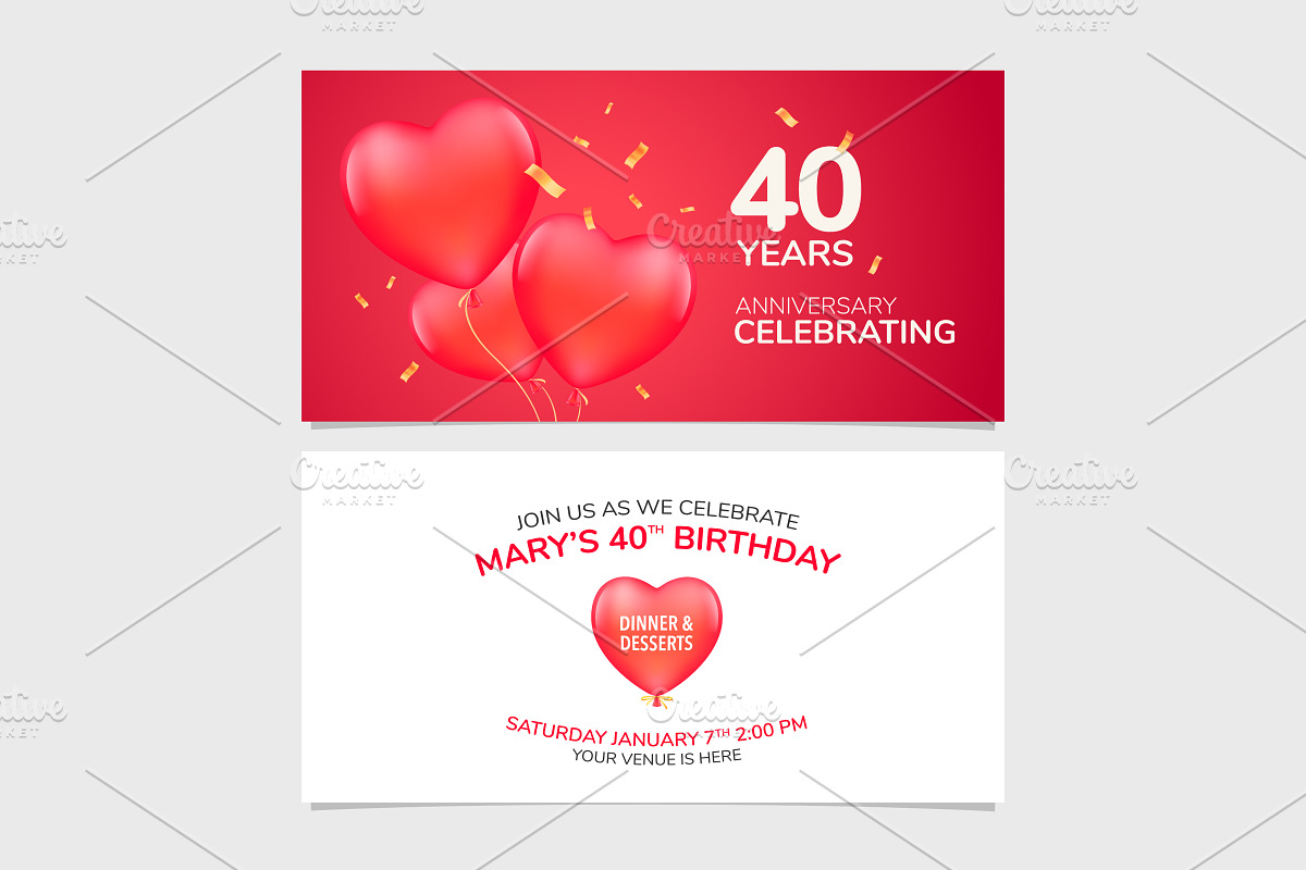 40th anniversary invitation vector in Illustrations - product preview 8