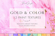 Acrylic paint textures with gold